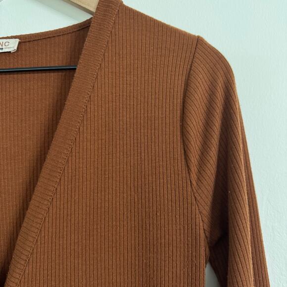 CULPOS X INC Ribbed Button-Front Cardigan Dress Brown Size Small - Picture 4 of 12